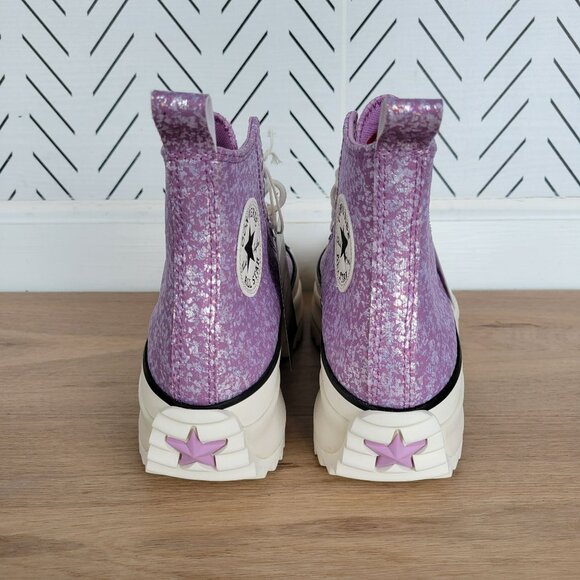 ⭐Converse Run Star Hike Hi Platform 7.5 Men Shoes Sneaker Purple Glitter A10096C - Picture 4 of 9